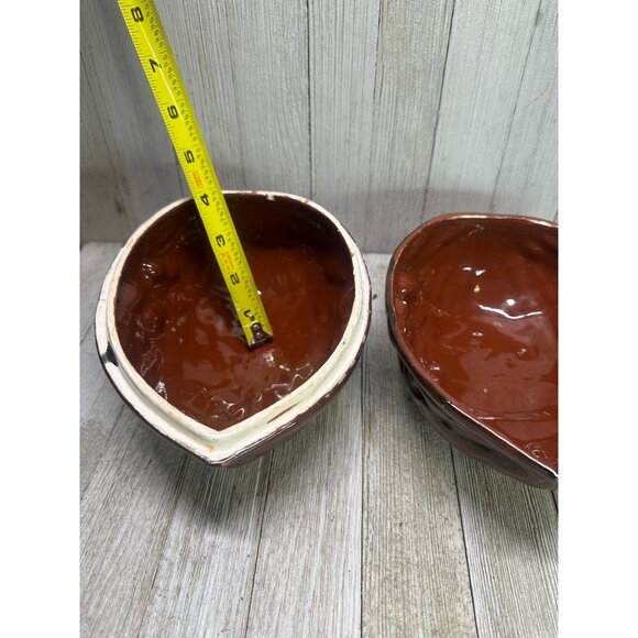 Vintage Walnut Shaped Candy Nut Trinket Dish Ceramic with Lid Brown MCM 6" Long - Picture 9 of 10